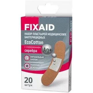 Пластырь бактерицидный Fixaid Ecocotton с серебром 72 х 19 мм 20 шт.