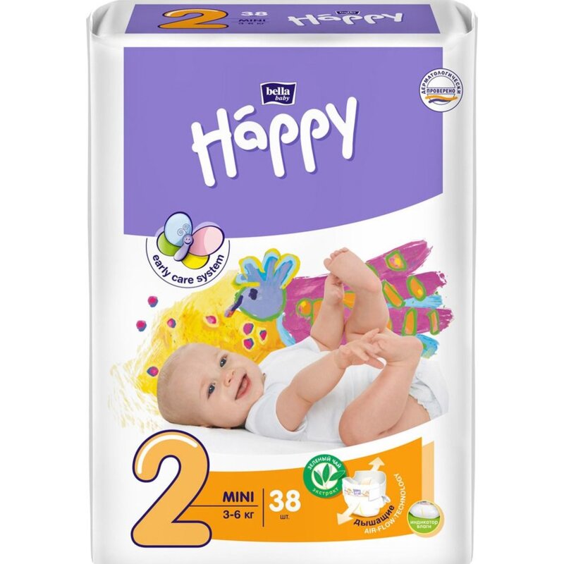 Подгузники детские Bella Baby Happy Mini 3-6 кг 38 шт.