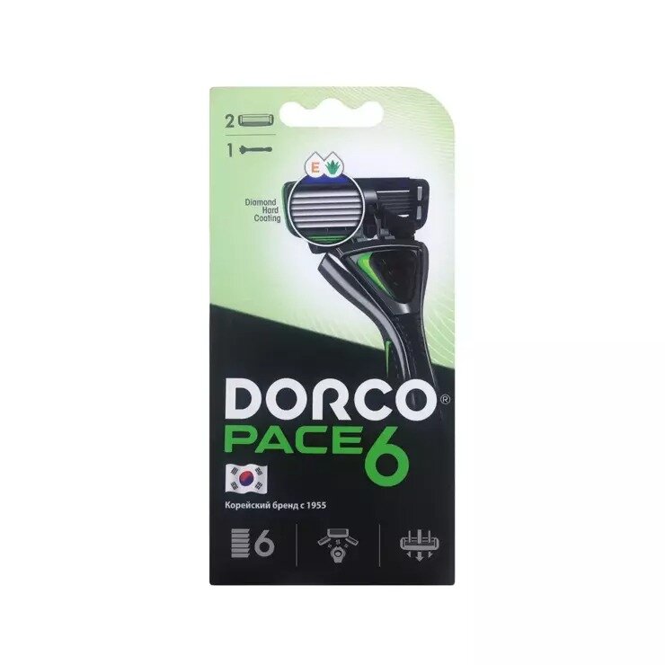 Cтанок Dorco Pace 6 для бритья с 2 кассетами