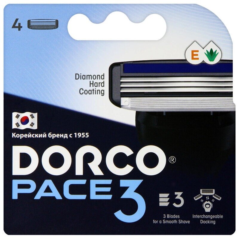 Kассеты Dorco Pace 3 для бритвенного станка 4 шт.