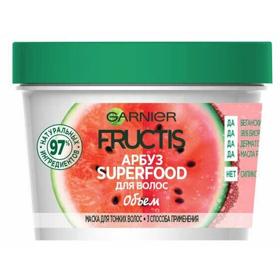 Garnier fructis superfood маска 390мл для тонких волос арбуз