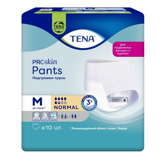 Подгузники-трусы TENA Pants Normal М (талия/бедра 80-110 см) 10 шт.