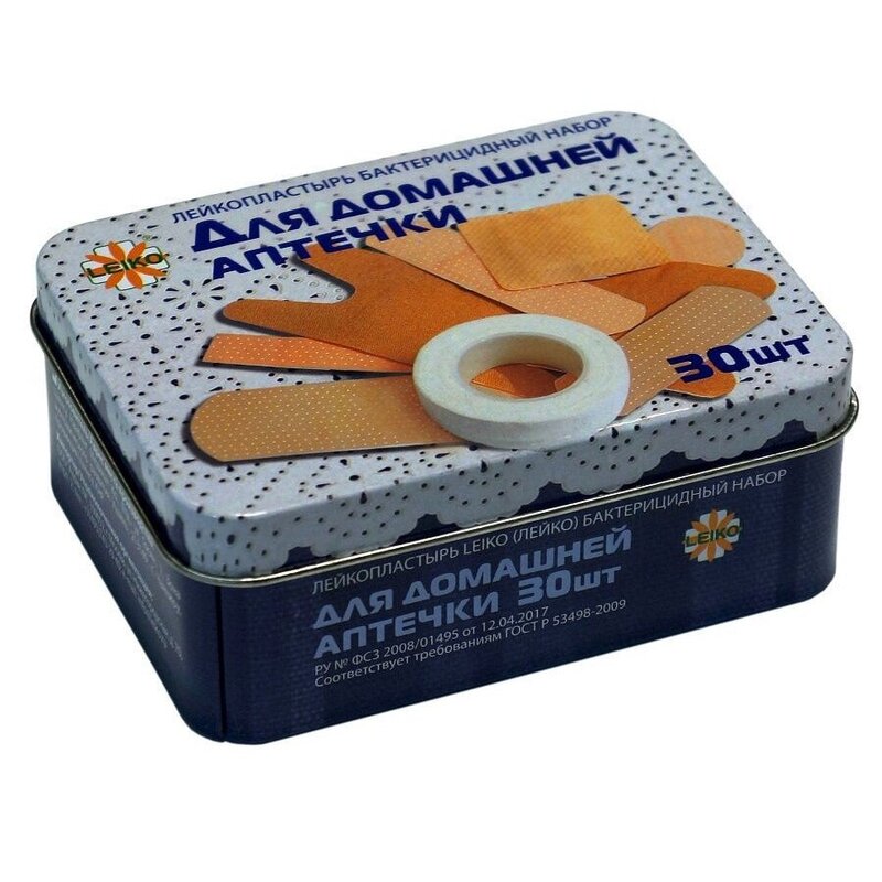 Лейкопластырь Leiko бактерицидный набор Для домашней аптечки 30 шт.