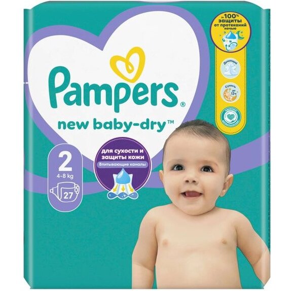 Подгузники Pampers New Baby Dry р.2 (4-8 кг) 27 шт.