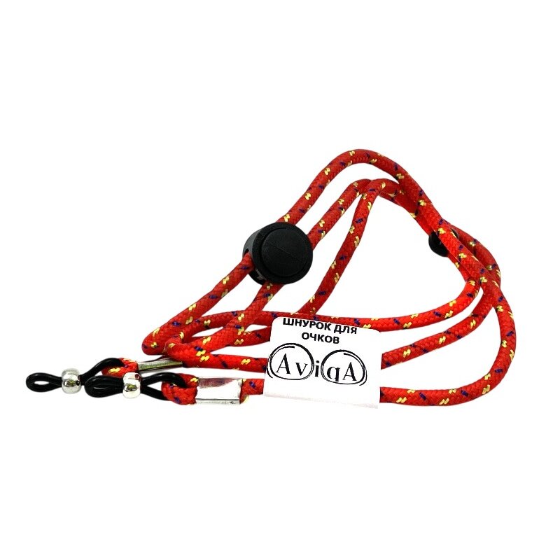 Шнурок для очков Aviqa Non-Stretching AV8826 с фиксатором красный