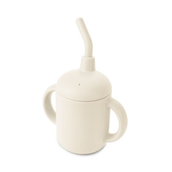 Поильник силиконовый с ручками и трубочкой молочный Happy Baby/Хэппи Беби 120мл