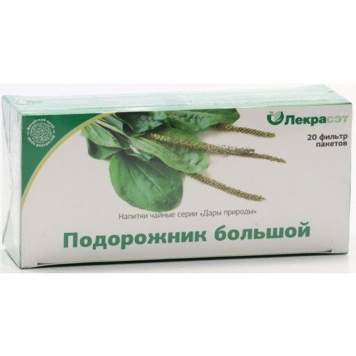 Чайный напиток Дары природы Лекрасэт Подорожник большой листья ф/п 1,5 г 20 шт.