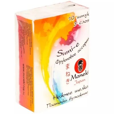 Платочки бумажные Maneki Sumi-e с ароматом фруктов 10 шт.