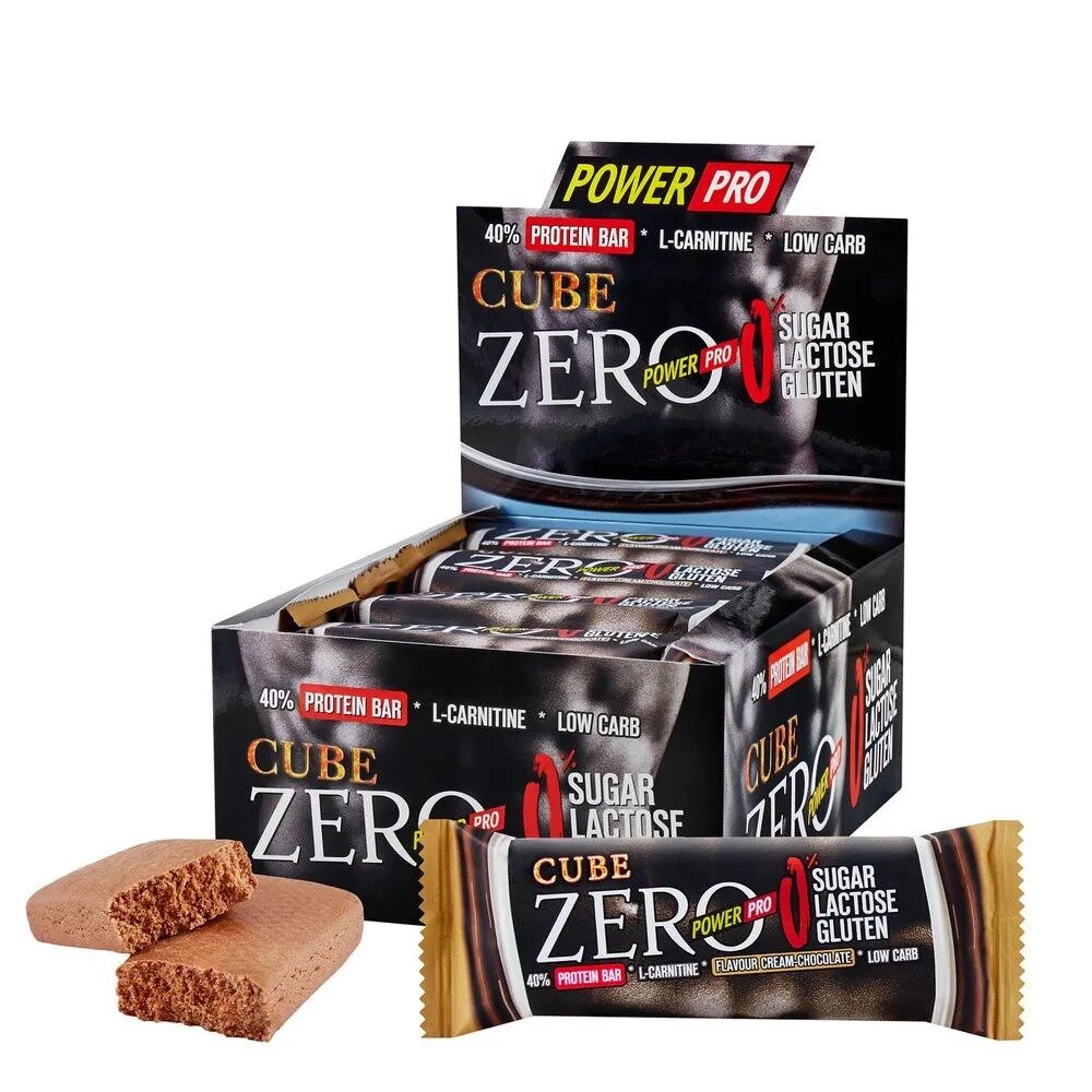 Батончик Power Pro Zero мультибелковый без сахара с шоколадно-кремовым вкусом 20 шт.