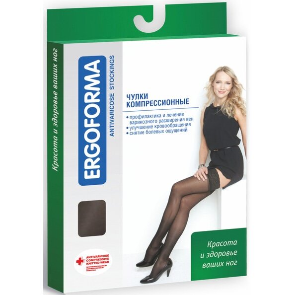 Чулки антиварикозные Ergoforma арт. а-221 2 класс черные р.4