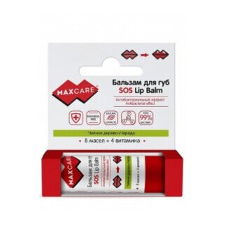 Бальзам для губ Maxcare SOS Чайное дерево и череда SPF 15 4.2 г