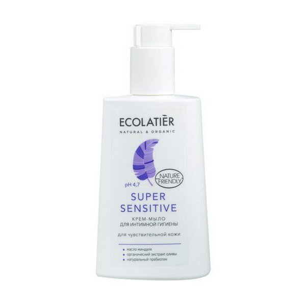 Крем -мыло для интимной гигиены Super Sensitive для чувствительной кожи, Ecolatier 250 мл