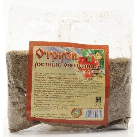 Отруби ржаные очищенные с брусникой пакет 200 г