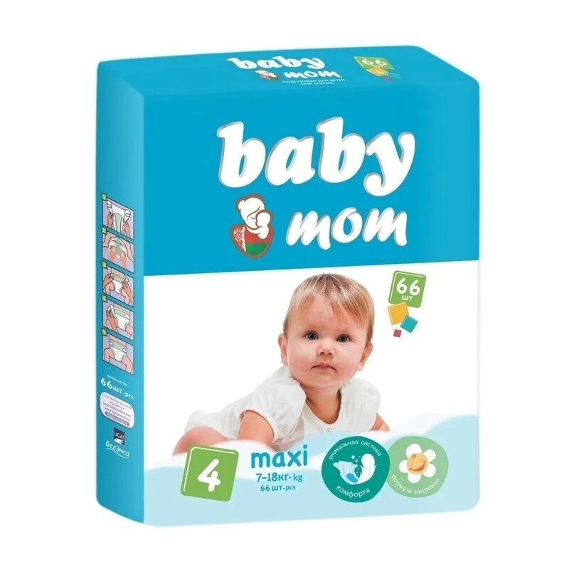 Подгузники Baby mom Maxi 7-18кг 66 шт.
