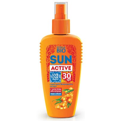 Спрей Биокон ECOLLA-BIO SUN ACTIVE для безопасного загара SPF 30 120 мл флакон