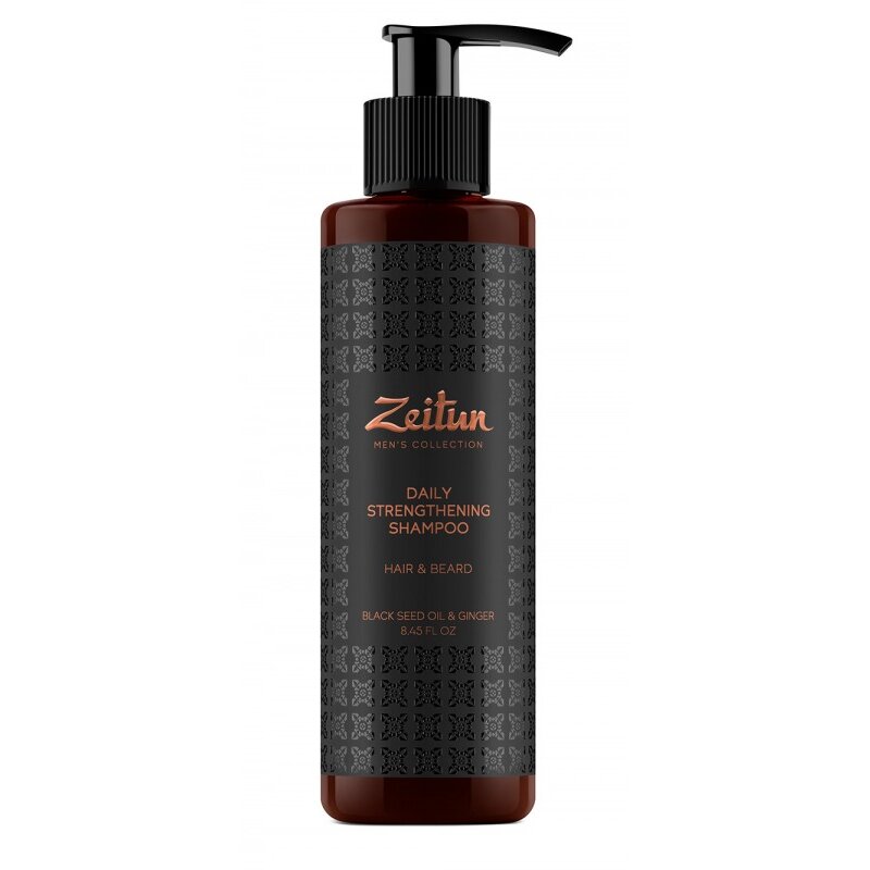 Шампунь для волос и бороды Zeitun укрепляющий для мужчин с имбирем и черным тмином 250 мл