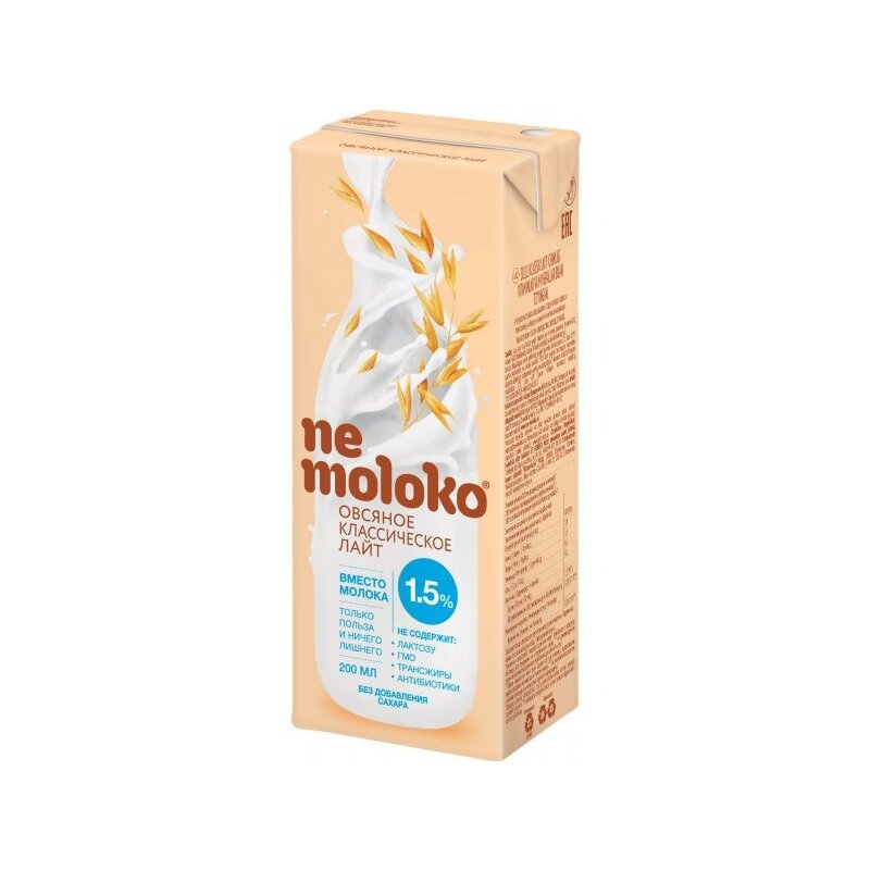 Напиток Nemoloko овсяный классический 1,5% лайт 0,2 л