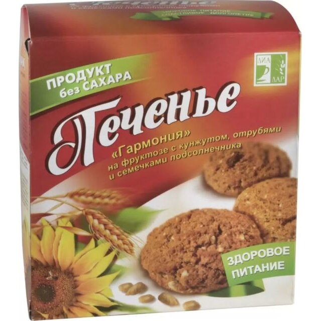 Печенье на фруктозе Гармония с кунжутом, отрубями и семечками подсолнечника 350 г