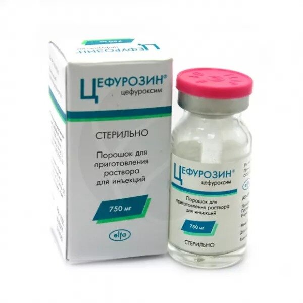 Цефурозин порошок для приготовления раствора для инъекций 750 мг флакон 1 шт.