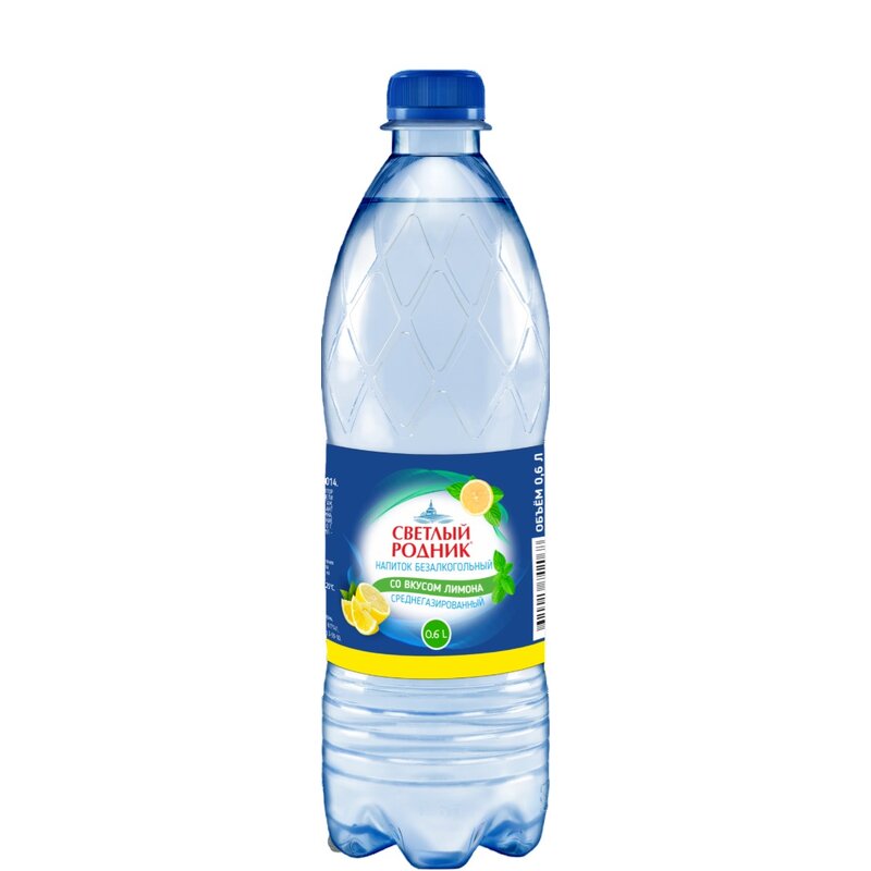 Вода Светлый родник питьевая газированная лимон 0,5 л