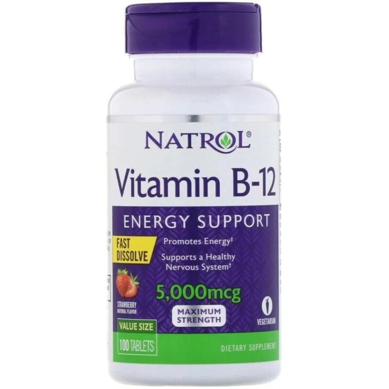Natrol Витамин B12 500 мг быстрорастворимые таблетки массой 406 мг 100 шт.