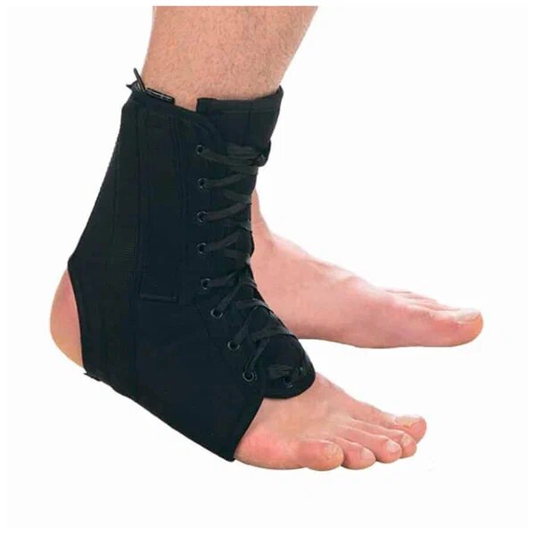 Бандаж на голеностопный сустав Тривес Т.46.28 (Т-8608/1) c пластинами и шнуровкой черный р.L