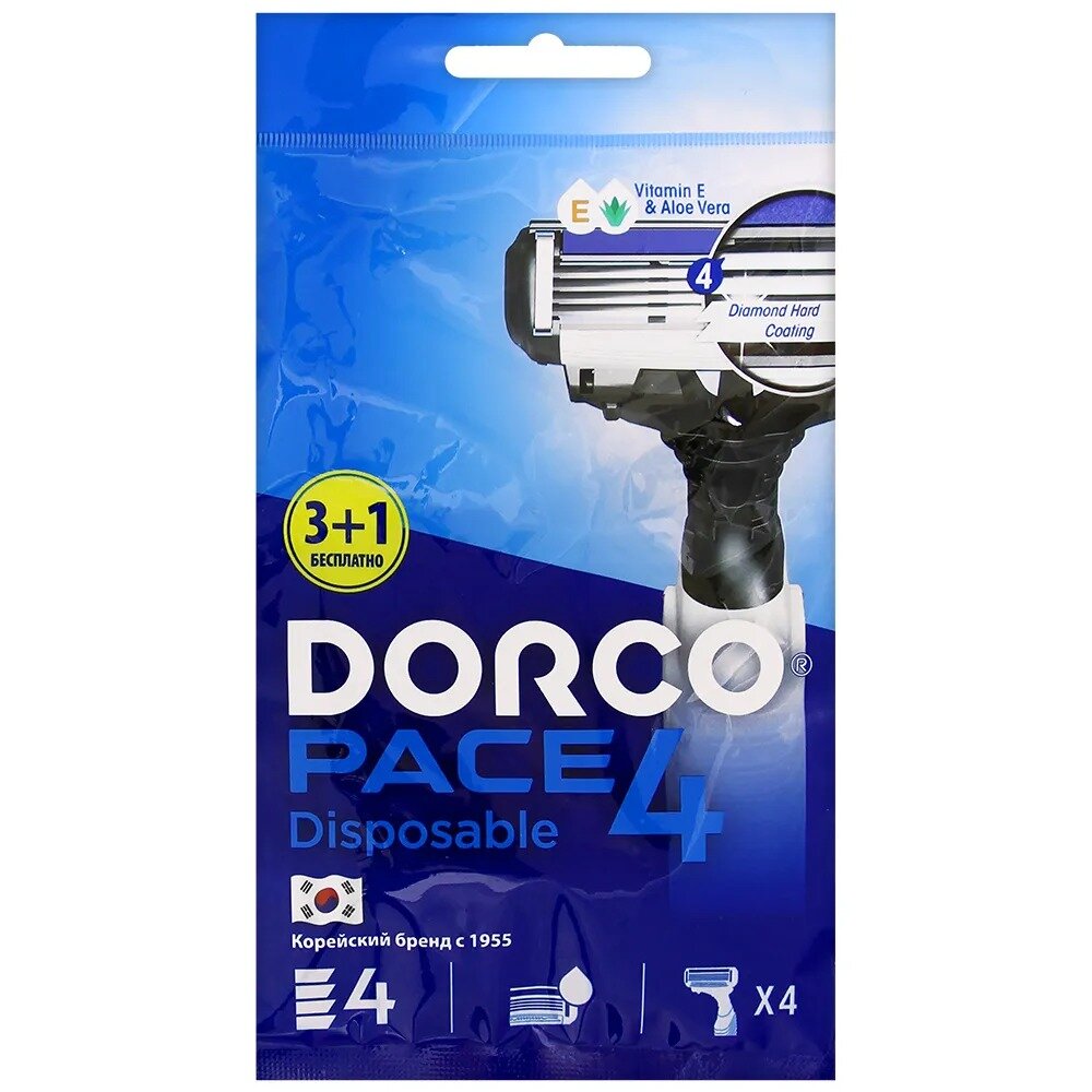 Станок Dorco одноразовый для бритья Pace 4 с плавающей головкой 4 шт.