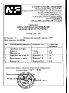Сертификат Бинты марлевые