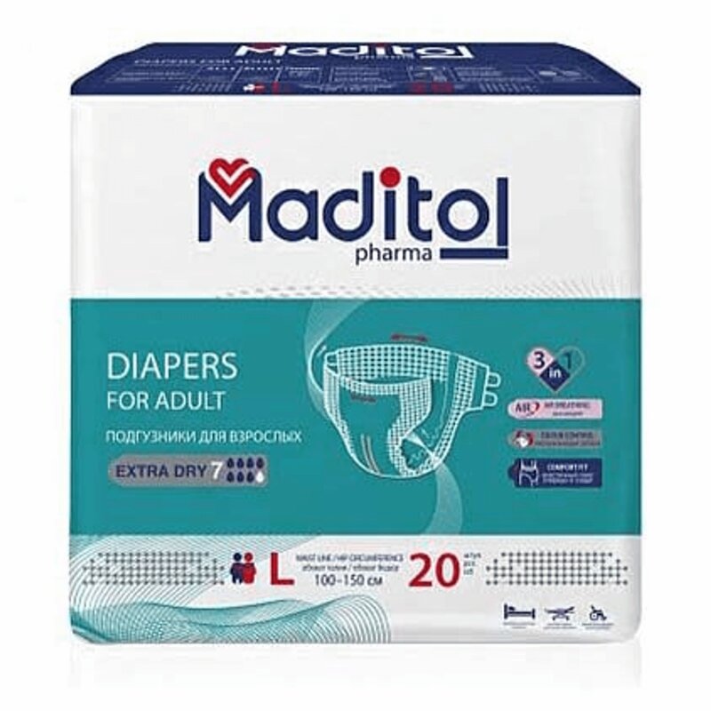 Maditol pharma подгузники для взрослых размер l 20 шт.