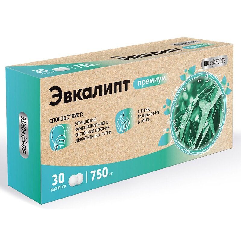 Bioforte таблетки для рассасывания эвкалипт премиум 750 мг 30 шт.