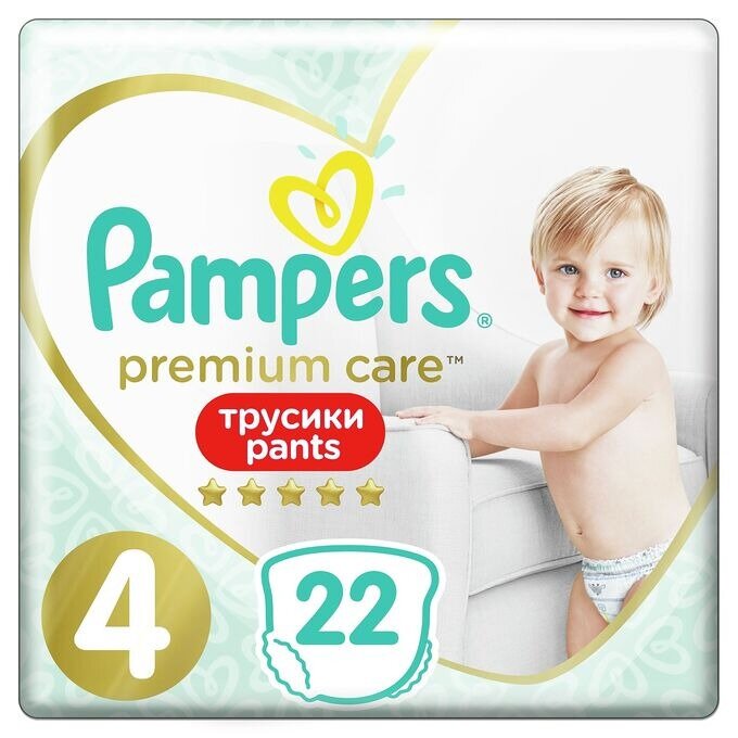 Подгузники-трусики Pampers Premium Care Pants размер 4 9-15 кг 22 шт.