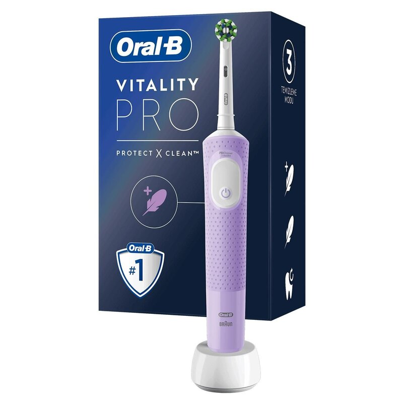 Щетка зубная электрическая 3708 с зарядным устройством 3757 сиреневая Vitality Pro D103.413.3 Oral-B/Орал-би