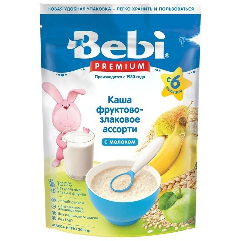 Каша молочная Bebi premium фруктово-злаковое ассорти 200 г