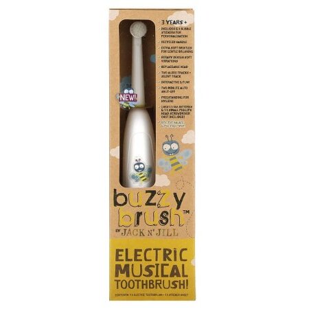 Щетка зубная детская Jack n jill электрическая музыкальная Buzzy Brush, 1 щетка и 1 лист с наклейками