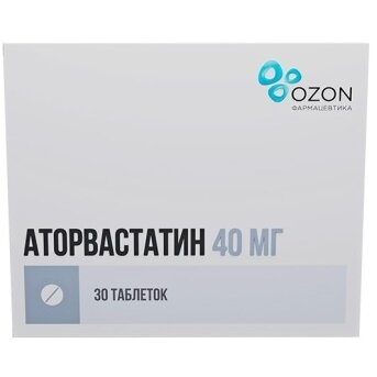 Аторвастатин таблетки 40 мг 30 шт.