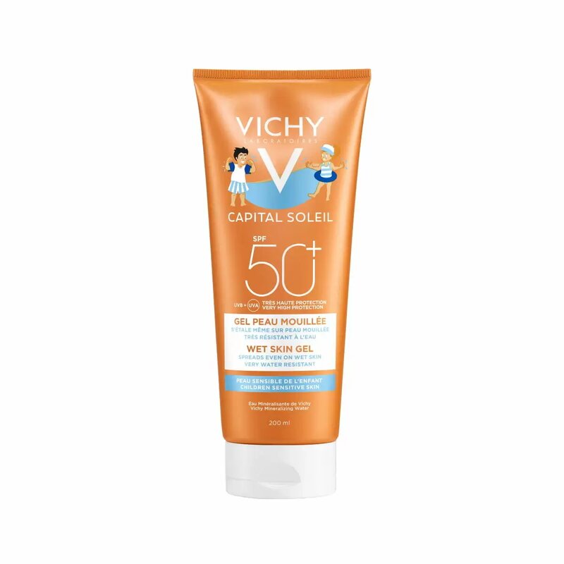 Эмульсия для детей солнцезащитная Виши (Vichy) capital ideal soleil spf 50+ с технологией нанесения на влажную кожу 200 мл