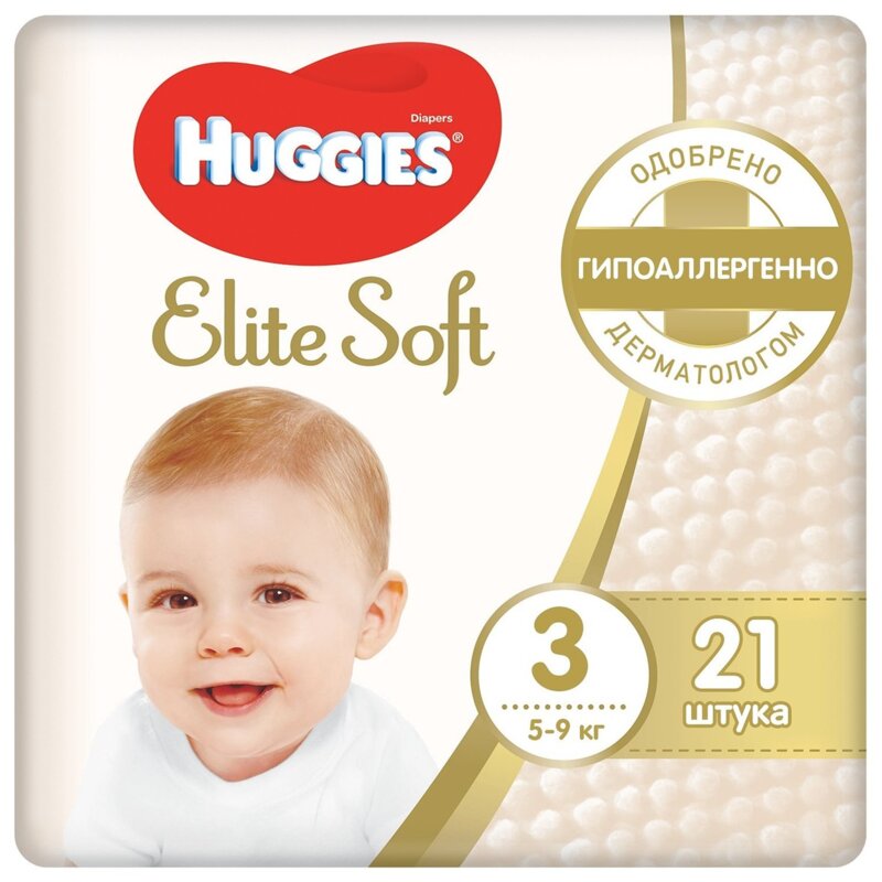 Подгузники Huggies Elite Soft размер 3 5-9 кг 21 шт.