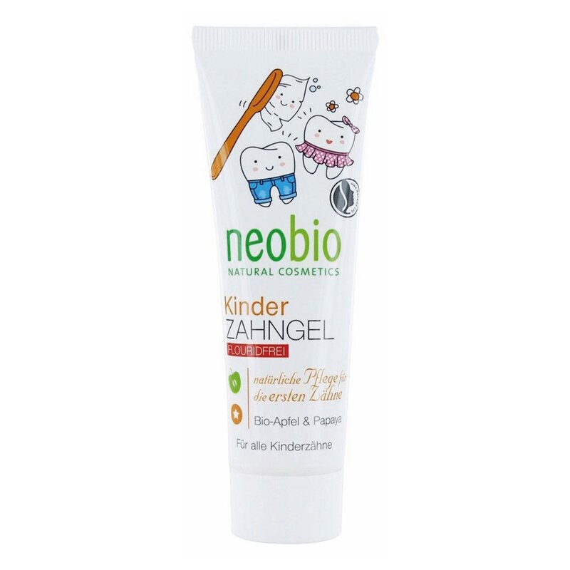 Зубная паста для детей Neobio натуральная гелевая без фтора с био-яблоком/папайей 50 мл