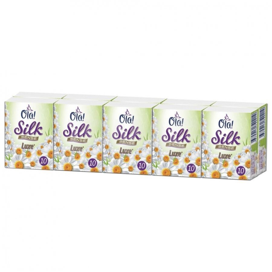 Носовые платочки Ola! Silk Sense Luxe ромашка 10 шт.