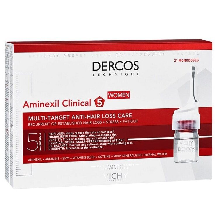 Средство против выпадения волос Виши (Vichy) Dercos Aminexil Intensive 5 для женщин ампулы 21 шт.