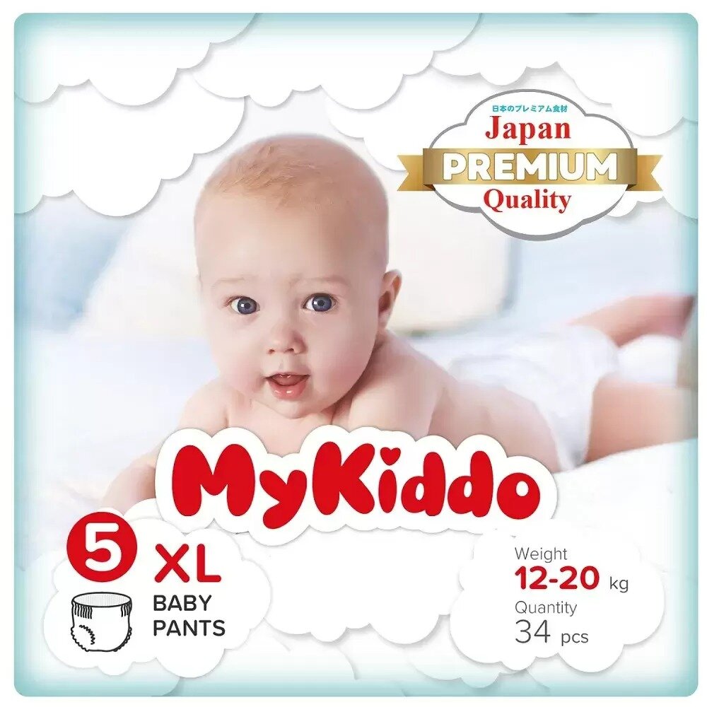 Подгузники-трусики MyKiddo Premium для детей XL 12-20 кг 34 шт.