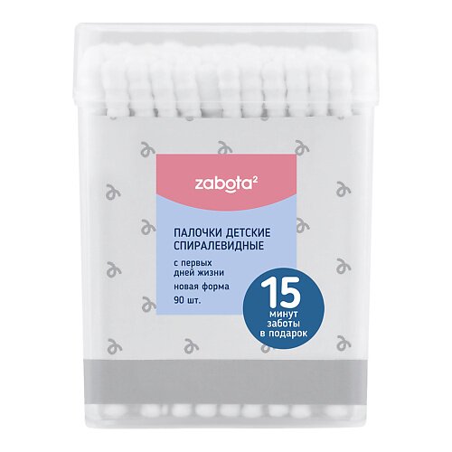 Ватные палочки детские Лабби (Lubby) zabota2 спиралевидные 90 шт.