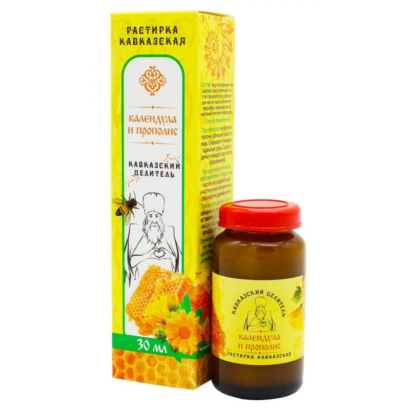 Растирка Бизорюк Кавказский целитель при геморрое с экстрактом календулы/прополиса 30 мл