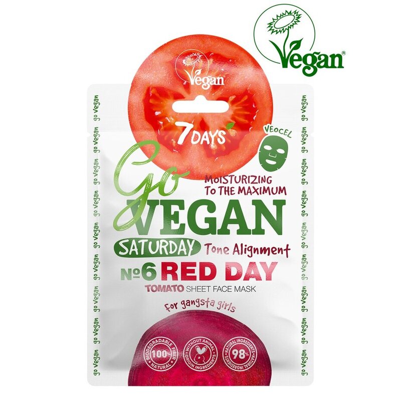 Маска 7 days go vegan тканевая для лица для гангста-сеньорит tomato saturday red day 1 шт.