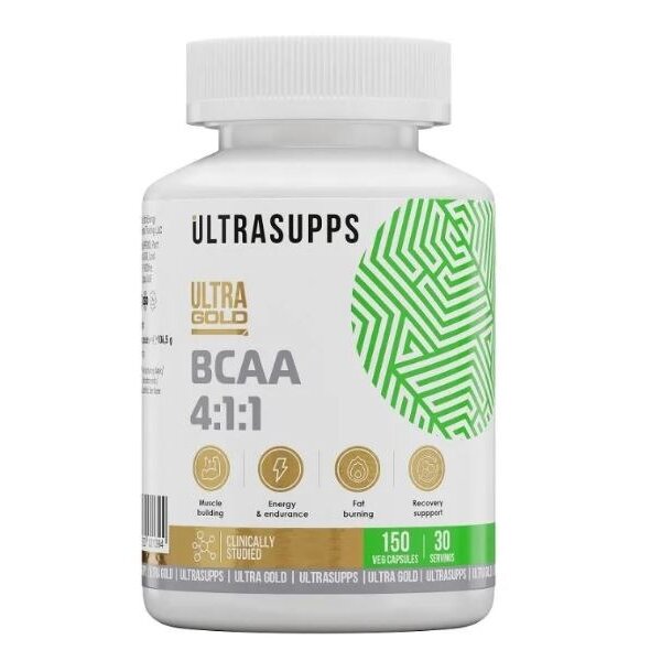 Аминокислоты UltraSupps Ultra Gold BCAA 4:1:1 капсулы 150 шт.