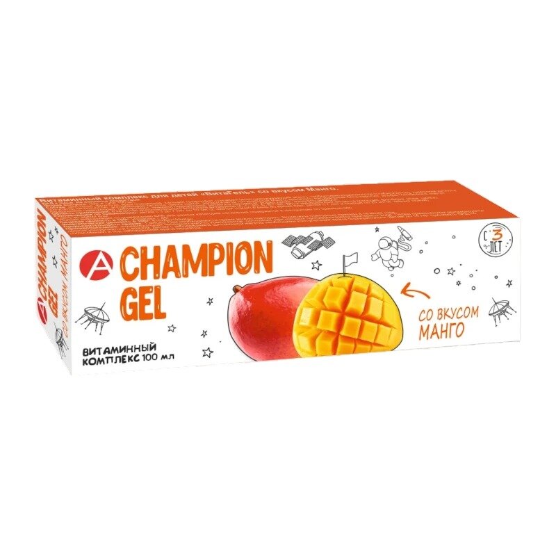 Витаминный гель Чемпион с 3-х лет со вкусом манго туба 100 мл