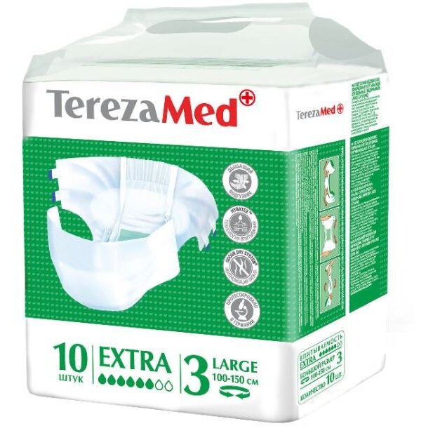 Подгузники для взрослых TerezaMed Normal р.L (100-150 см) 10 шт.
