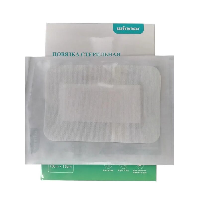 Повязка Winner Medical медицинская стерильная адгезивная нетканая основа 10х15 см 1 шт.