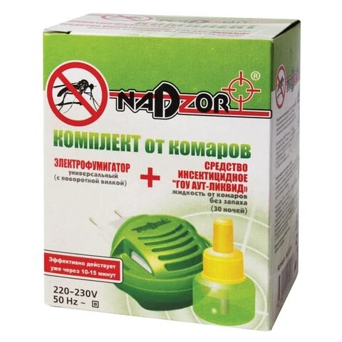 Надзор Средство от насекомых фумигатор + жидкость nadzor (надзор) 30 ночей