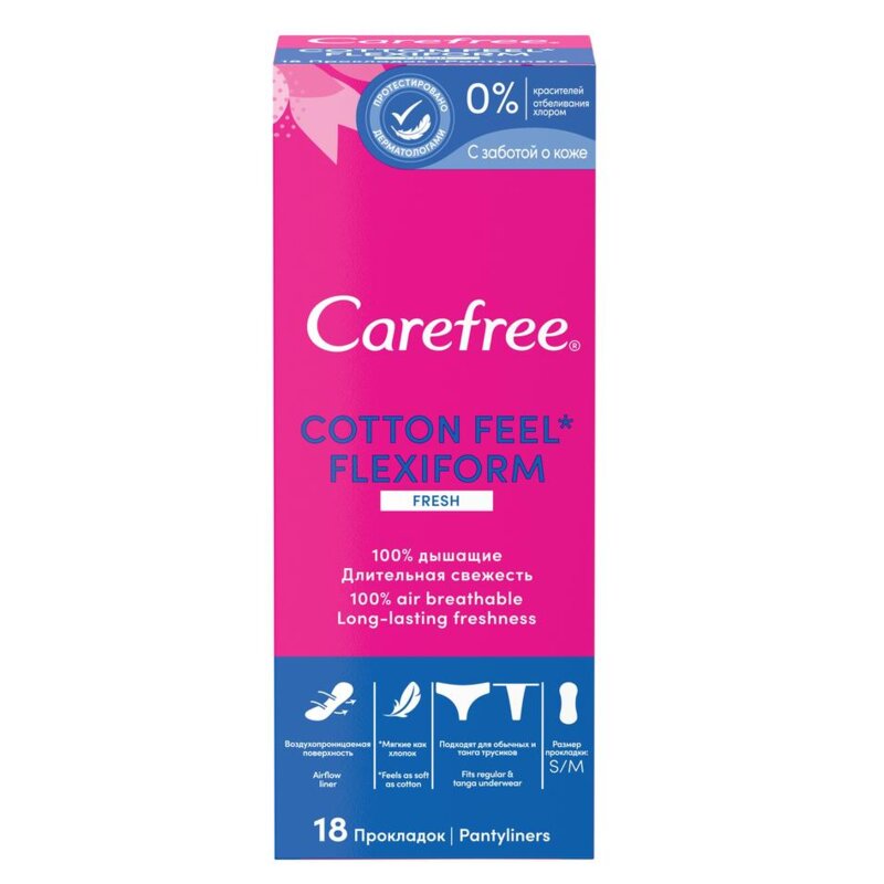 Прокладки ежедневные Carefree Cotton Feel FlexiForm Fresh 18 шт.